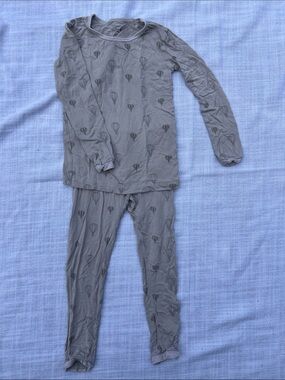 Kyte BABY Taupe Long-Sleeve Pajama Set with Hot Air Balloon Print 4T
